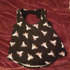 Skulls/flowers lace tank M